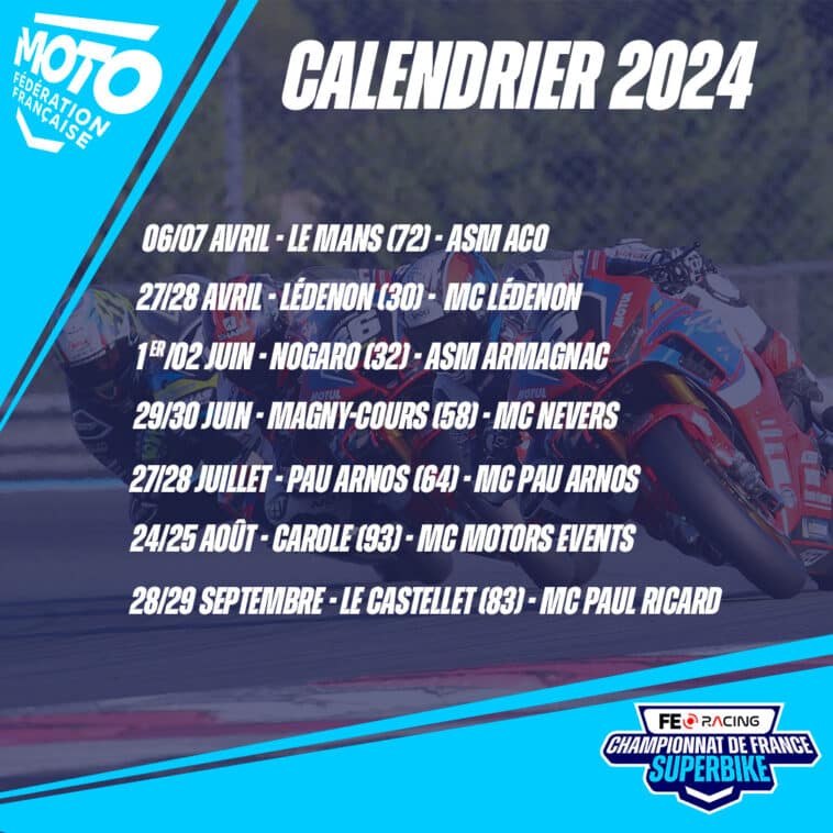 le calendrier du championnat de France FSBK